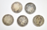 LOT OF 5 BARBER DIMES: