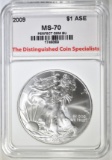 2009 AMERICAN SILVER EAGLE, TDCS PERFECT GEM BU