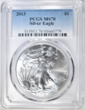 2013 AMERICAN SILVER EAGLE PCGS MS-70