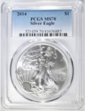 2014 AMERICAN SILVER EAGLE PCGS MS-70