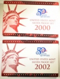 2000 & 2002 U.S. SILVER PROOF SETS