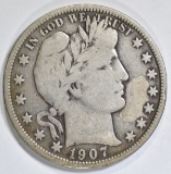 1907 BARBER HALF DOLLAR FINE