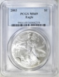 2003 AMERICAN SILVER EAGLE PCGS MS-69