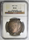 1881-S MORGAN DOLLAR  NGC MS-66