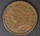 1832 HALF CENT  AU  SMALL HOLE AT NECK