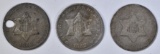 (3) 1852 3-CENT SILVER
