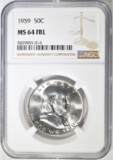 1959 FRANKLIN HALF DOLLAR  NGC MS-64 FBL