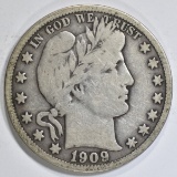 1909 BARBER HALF DOLLAR, FINE