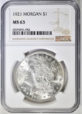 1921 MORGAN DOLLAR NGC  MS 63