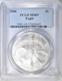 2006 AMERICAN SILVER EAGLE PCGS MS-69