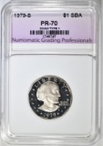 1979-S T-1 S.B.A. DOLLAR, NGP PERFECT GEM PF DCAM