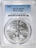 2014 AMERICAN SILVER EAGLE PCGS MS-70