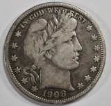 1908-D BARBER HALF DOLLAR VF