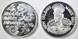 2 DIFFERENT .999 SILVER MARDI GRAS MEDALS