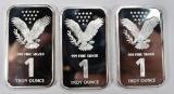 3-ONE OUNCE .999 SILVER BARS