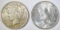 (2) 1922 PEACE DOLLARS