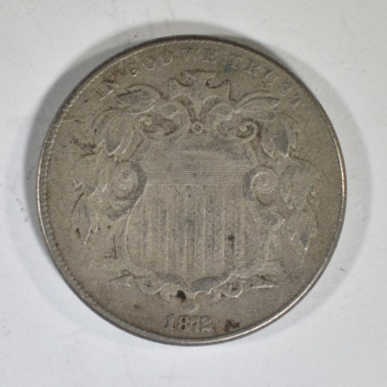 1872 SHIELD NICKEL FINE DARK