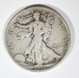 1918-D WALKING LIBERTY HALF DOLLAR  VF