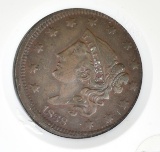 1838 LARGE CENT XF