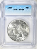 1935 PEACE DOLLAR  ICG MS-64