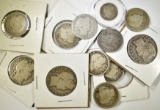 LOT OF 12 BARBER COINS: