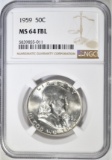 1959 FRANKLIN HALF DOLLAR  NGC MS-64 FBL