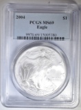 2004 AMERICAN SILVER EAGLE PCGS MS-69