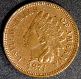 1874 INDIAN HEAD CENT GEM BU BN