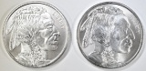 2-ONE OUNCE .999 SILVER BUFFALO/INDIAN ROUNDS