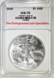 2009 AMERICAN SILVER EAGLE, TDCS PERFECT GEM BU