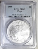 2004 AMERICAN SILVER EAGLE PCGS MS-69