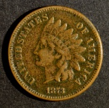 1873 OPEN 3 INDIAN HEAD CENT VF