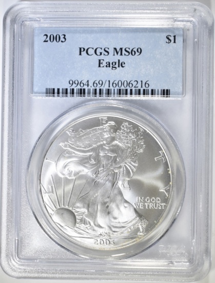 2003 AMERICAN SILVER EAGLE PCGS MS-69