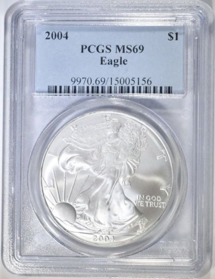 2004 AMERICAN SILVER EAGLE PCGS MS-69