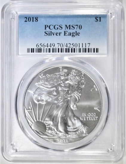 2018 AMERICAN SILVER EAGLE PCGS MS-70