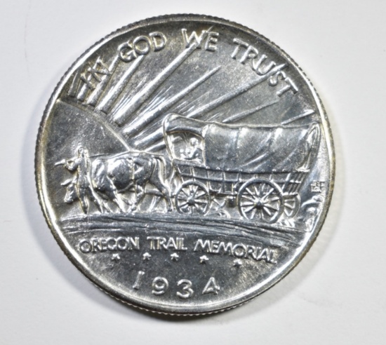 1934-D OREGON TRAIL COMMEM HALF DOLLAR CH BU