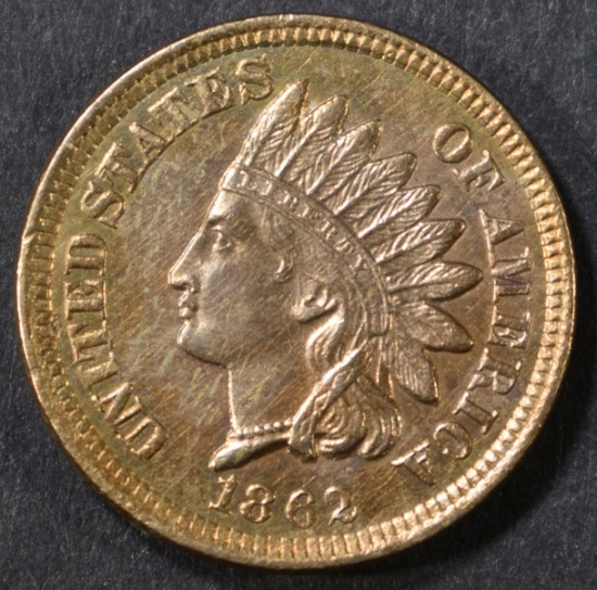 1862 INDIAN CENT AU/BU