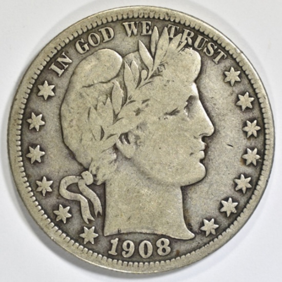 1908-D BARBER HALF DOLLAR FINE