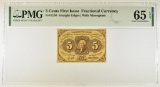 5 CENTS 1st ISSUE FRACTIONAL CURRENCY PMG 65 EPQ