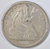 1862-S SEATED LIBERTY HALF DOLLAR  AU