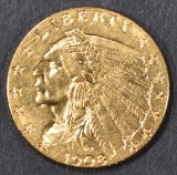 1908 $2.5 GOLD INDIAN  CH/GEM BU