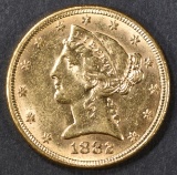 1882 $5 GOLD LIBERTY  BU