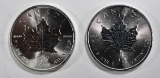 2-2014 1oz SILVER CANADIAN MAPLE LEAF COINS