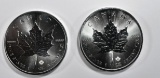2-2015 1oz SILVER CANADIAN MAPLE LEAF COINS