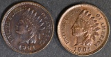 2 1901 INDIAN CENTS CH BU