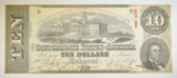 1863 $10 CONFEDERATE NOTE CU