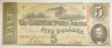1863 $5 CONFEDERATE NOTE