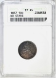 1837 NO STARS SEATED LIBERTY DIME ANACS EF-45