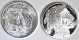 2-ONE OUNCE .999 SILVER INDIAN/BUFFALO ROUNDS