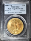 1908 NO MOTTO $20 SAINT GAUDENS GOLD PCGS MS-65